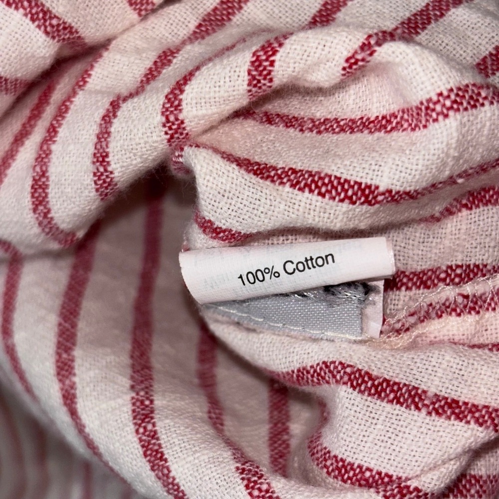 Madewell Women Large Cold Shoulder‎ Top Women Red White Striped Cotton Boho - Picture 11 of 11